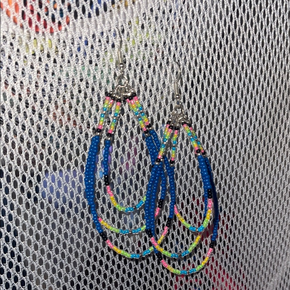 Colorful Beaded Hoop Earrings